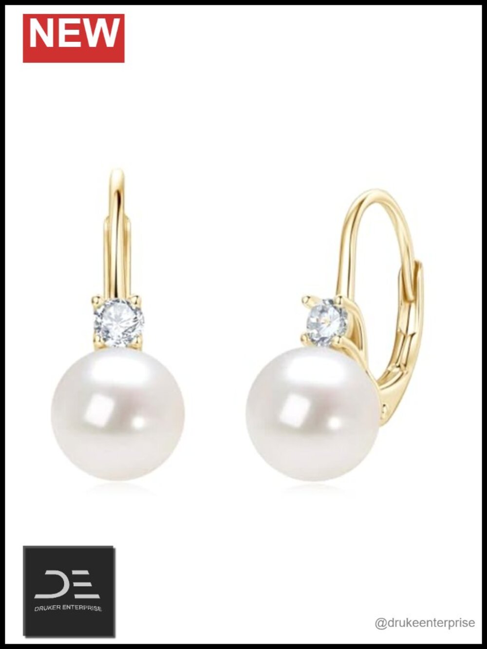 925 Sterling Silver Pearl Hoop Drop Earrings for Women Wedding Jewelry Gift